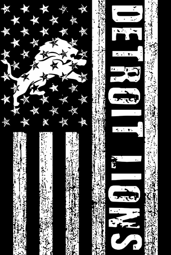 Detroit Lions Black And White American Flag logo vinyl decal